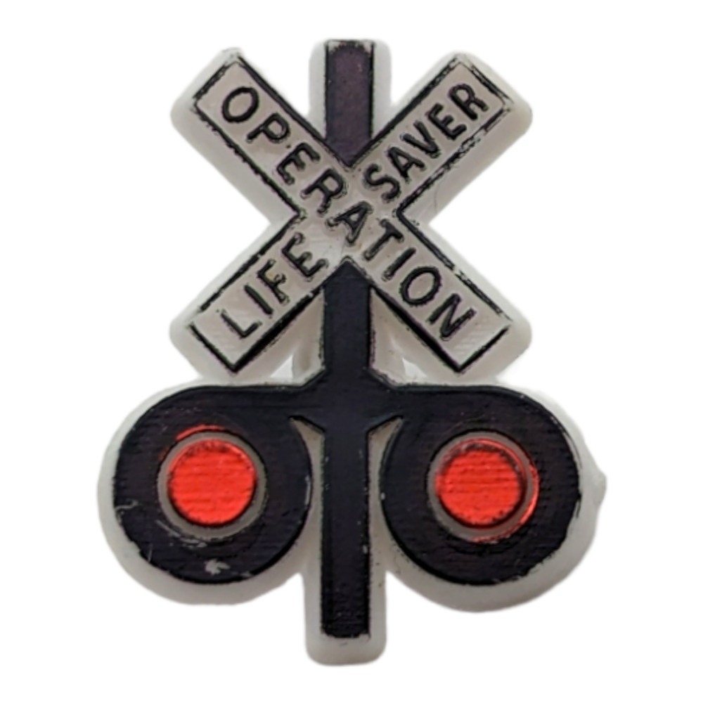 Railroad Crossing Operation Life Saver Vintage Plastic Hat Lapel Pin